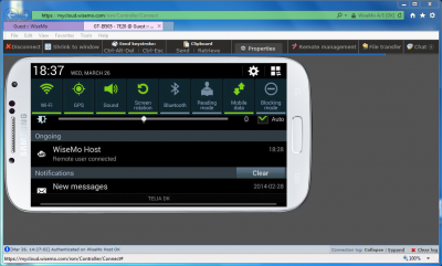 Windows PC browser remote support of Samsung smartphone